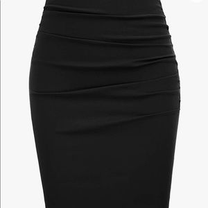 GRACE KARIN Womens Elegant Ruched Knee Length Slim Fit Business Skirt